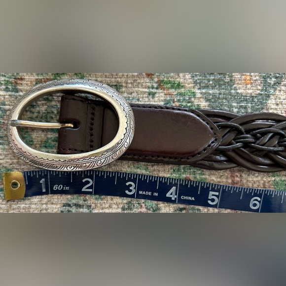 Brighton Ladies Brown Leather Bangkok Weaver Belt, Silver Engraved Buckle - Picture 11 of 13